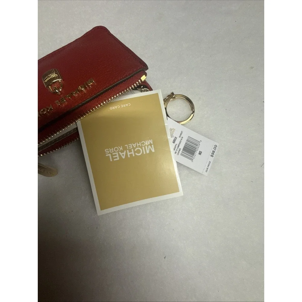 Michael Kors Jet Set Travel Small Coin Pouch ID Key Holder Wallet Dark Sangria